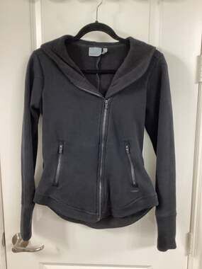 Athleta Easy Cozy Karma Jacket Black Full Zip Fleece Hoodie XS